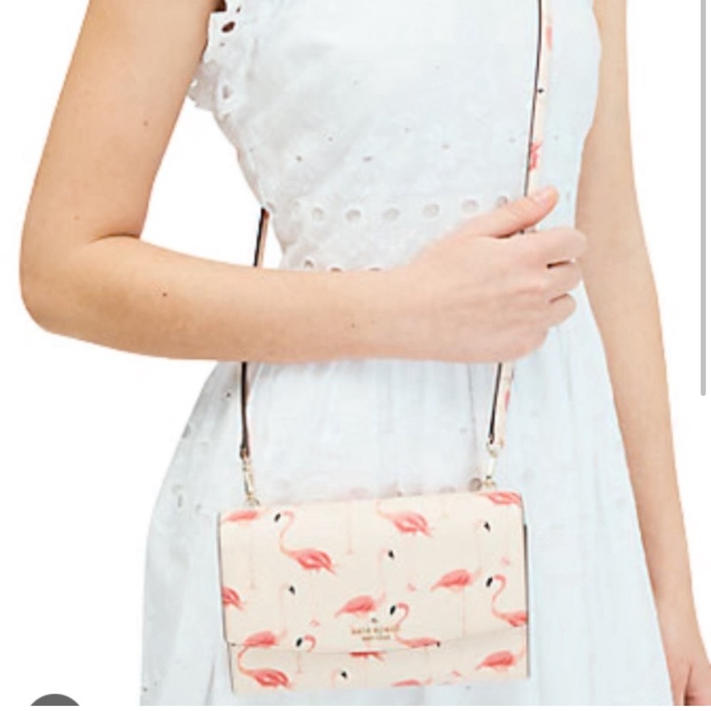NWT KATE SPADE
♠️ NEW YORK LAUREL
WAY FESTIVE FLAMINGOS WINNI
CROSSBODY